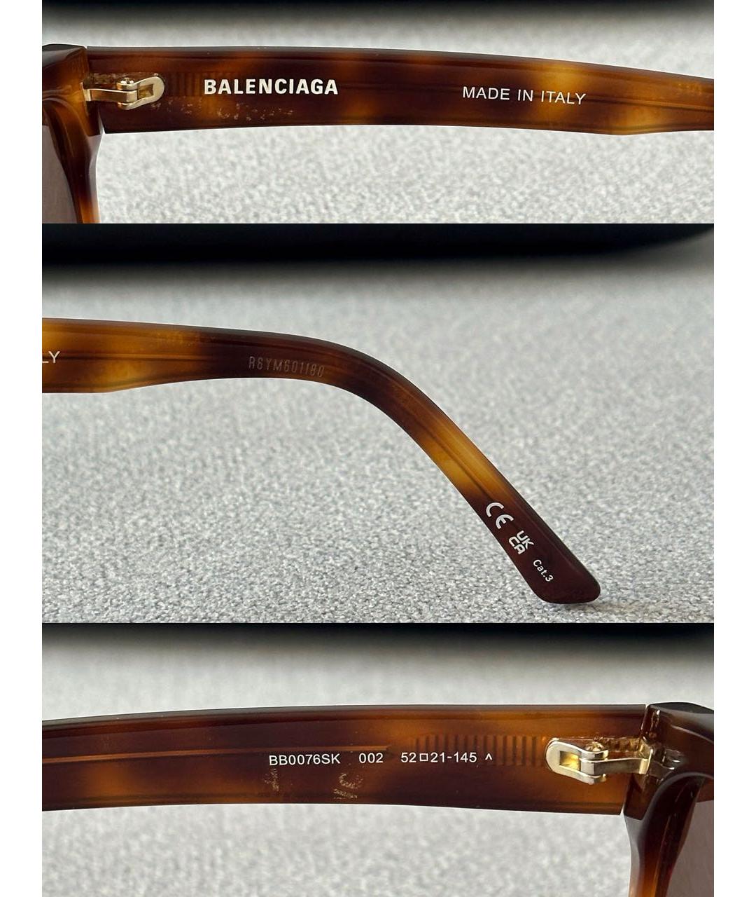 BALENCIAGA Коричневые пластиковые солнцезащитные очки, фото 7