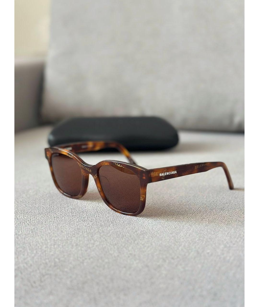 BALENCIAGA Коричневые пластиковые солнцезащитные очки, фото 4
