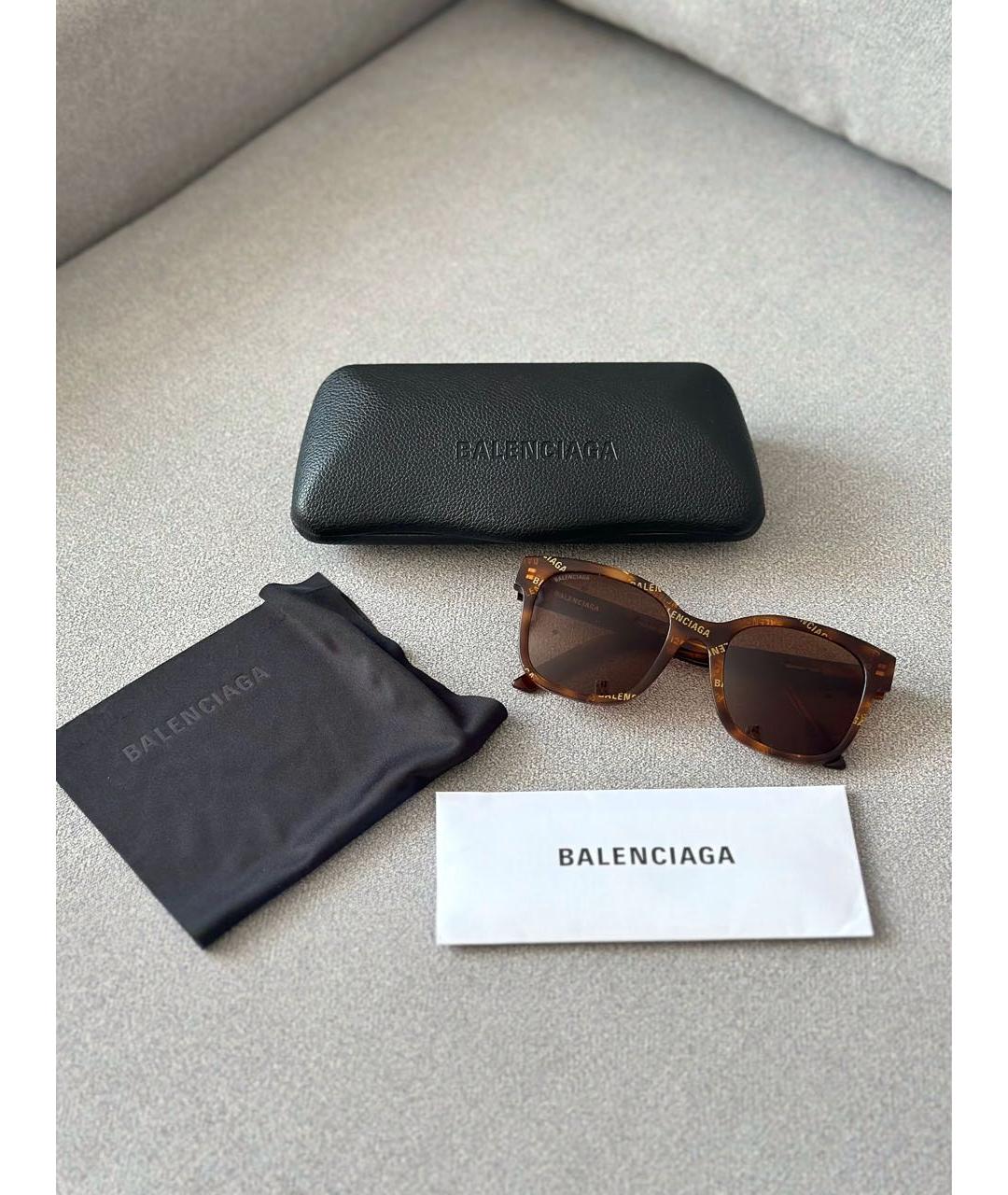 BALENCIAGA Коричневые пластиковые солнцезащитные очки, фото 2