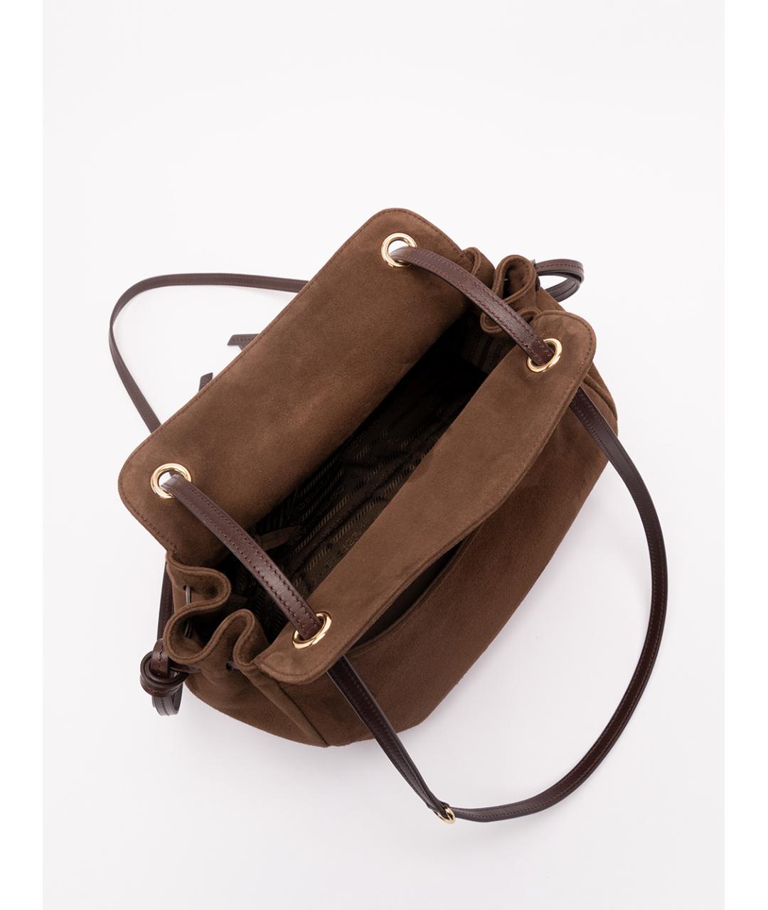 PRADA Коричневая замшевая сумка тоут, фото 7