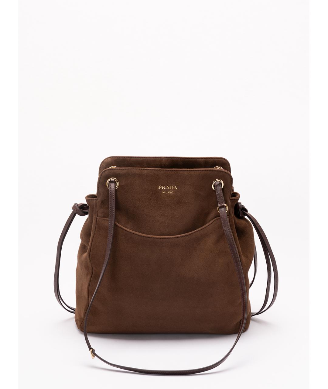 PRADA Коричневая замшевая сумка тоут, фото 3
