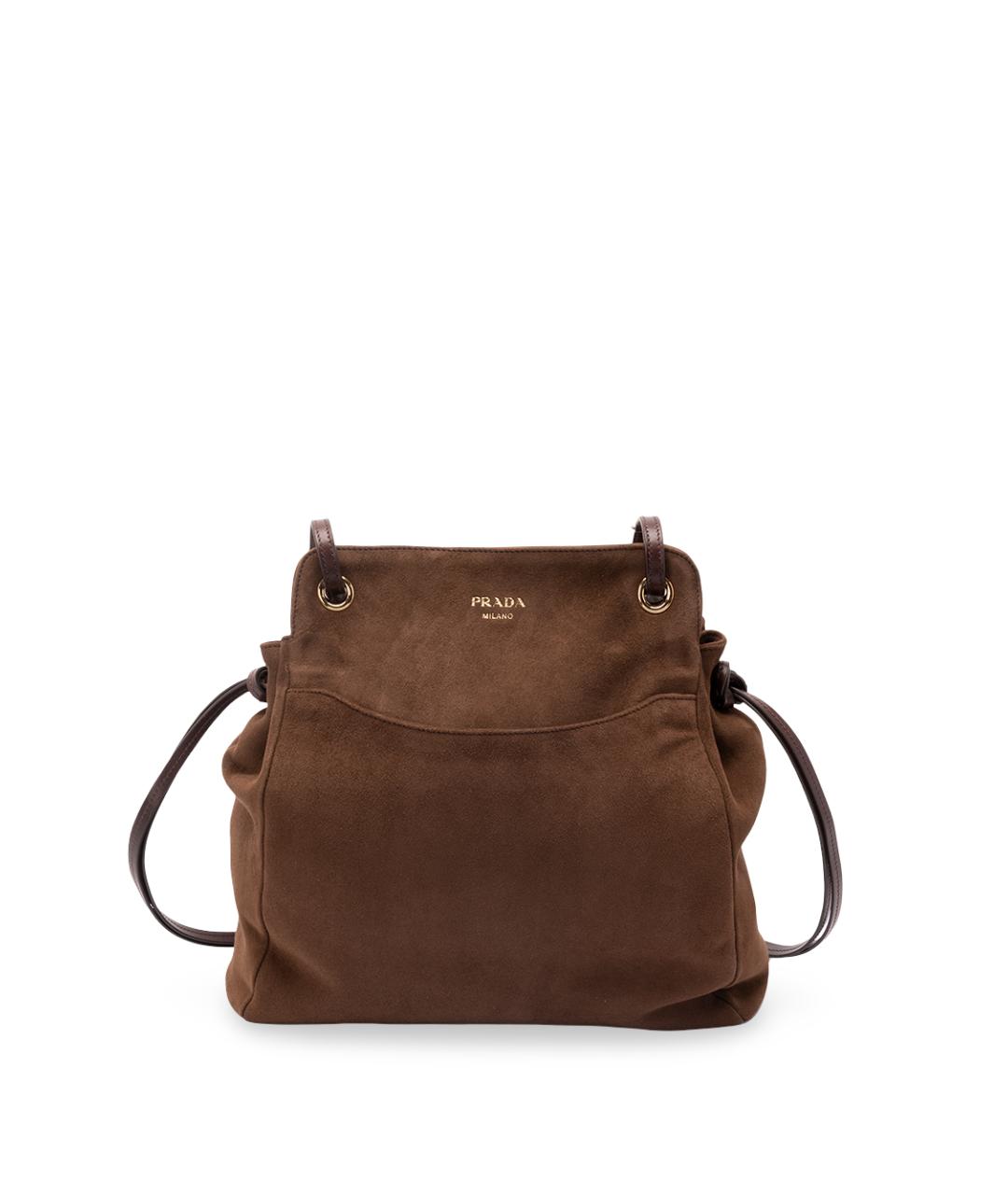 PRADA Коричневая замшевая сумка тоут, фото 1