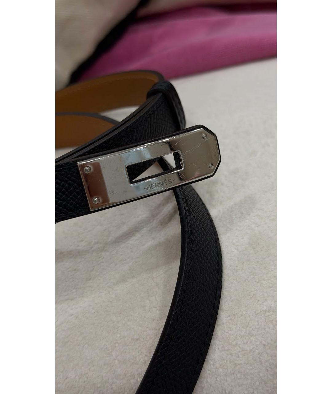 HERMES Черный кожаный ремень, фото 2