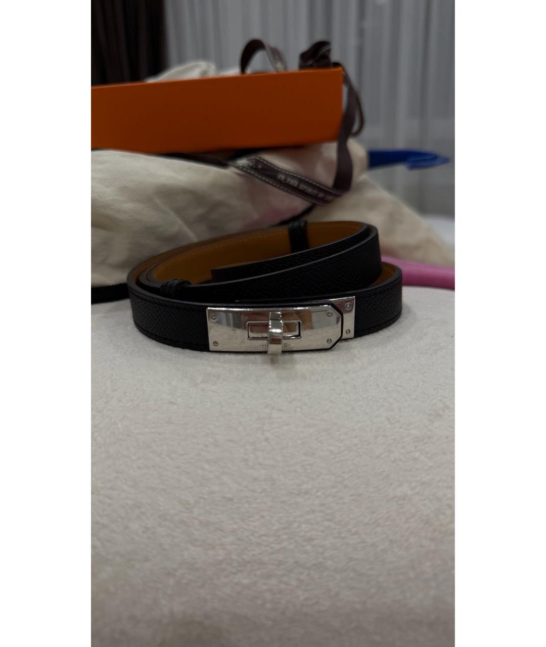 HERMES Черный кожаный ремень, фото 6