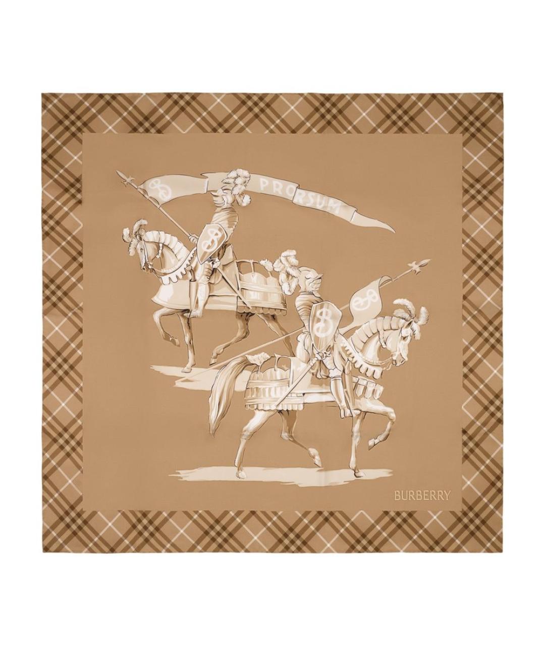 BURBERRY Бежевый шелковый шарф, фото 2