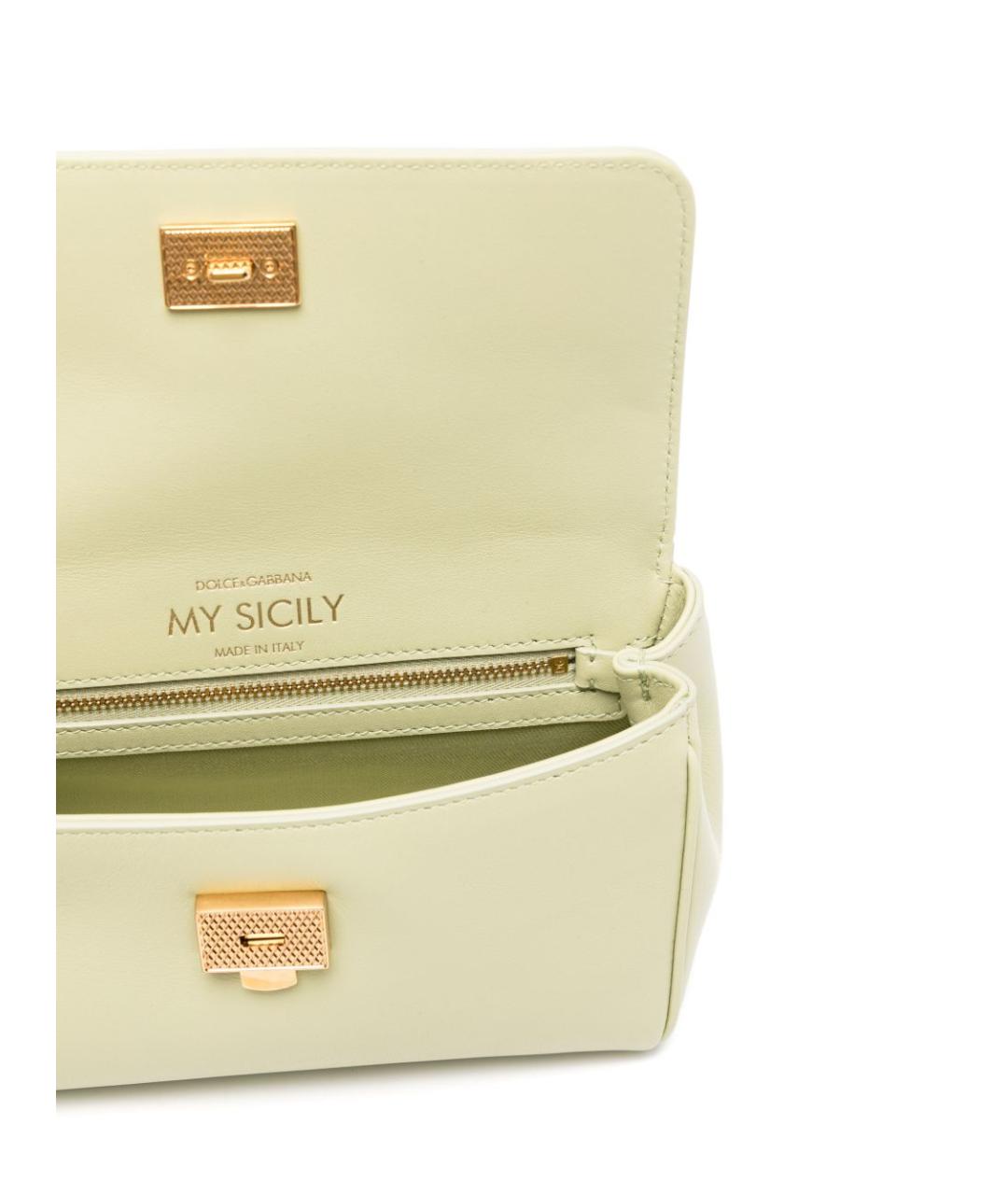 DOLCE&GABBANA Зеленая кожаная сумка тоут, фото 5