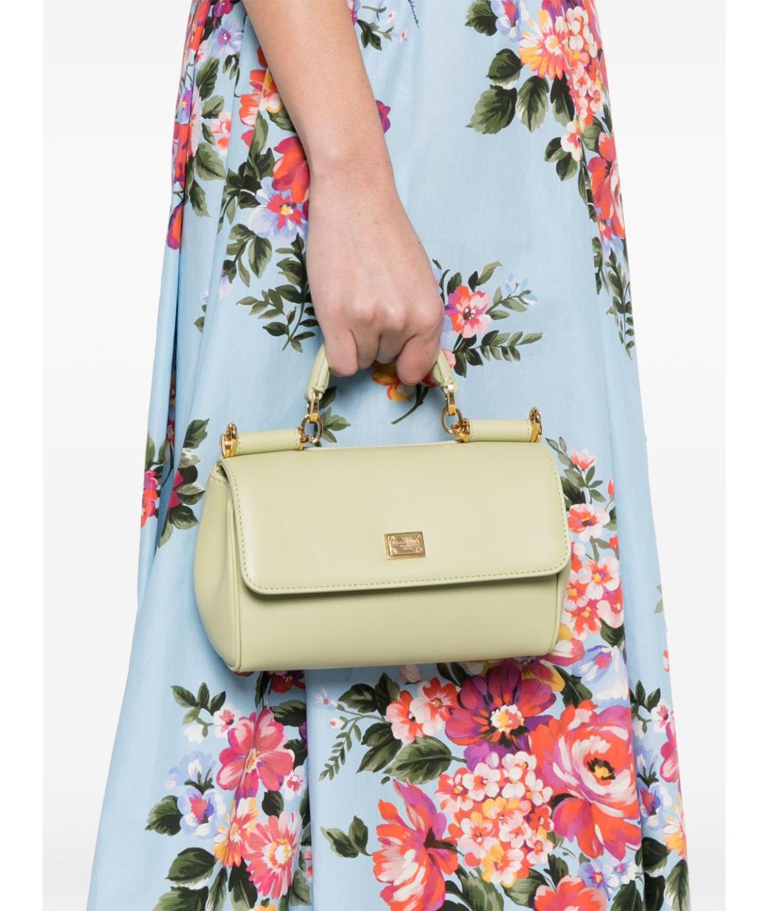 DOLCE&GABBANA Зеленая кожаная сумка тоут, фото 3