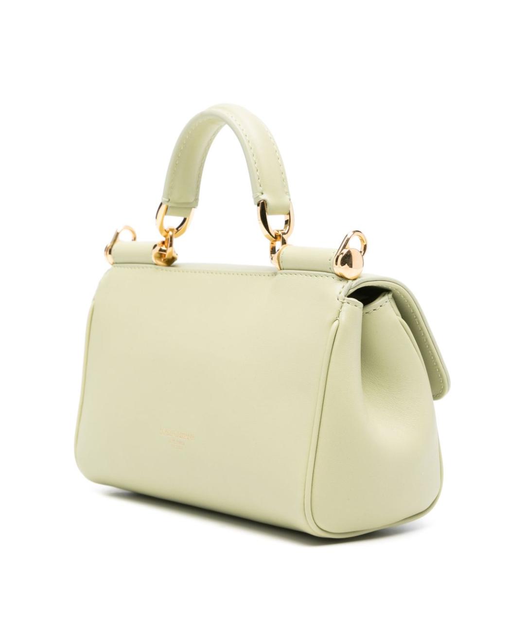 DOLCE&GABBANA Зеленая кожаная сумка тоут, фото 4