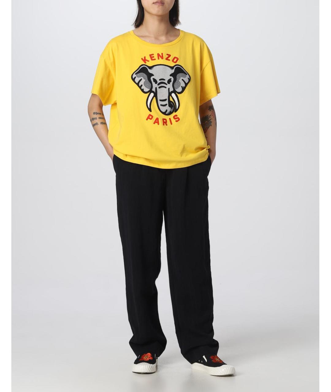 KENZO Желтая хлопковая футболка, фото 2