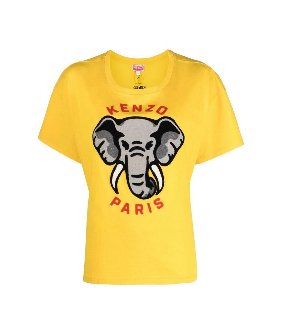 KENZO Желтая хлопковая футболка, фото 1