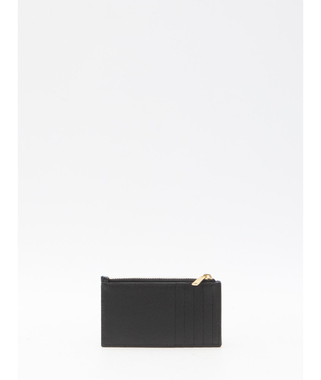 SAINT LAURENT Черный кожаный кардхолдер, фото 2