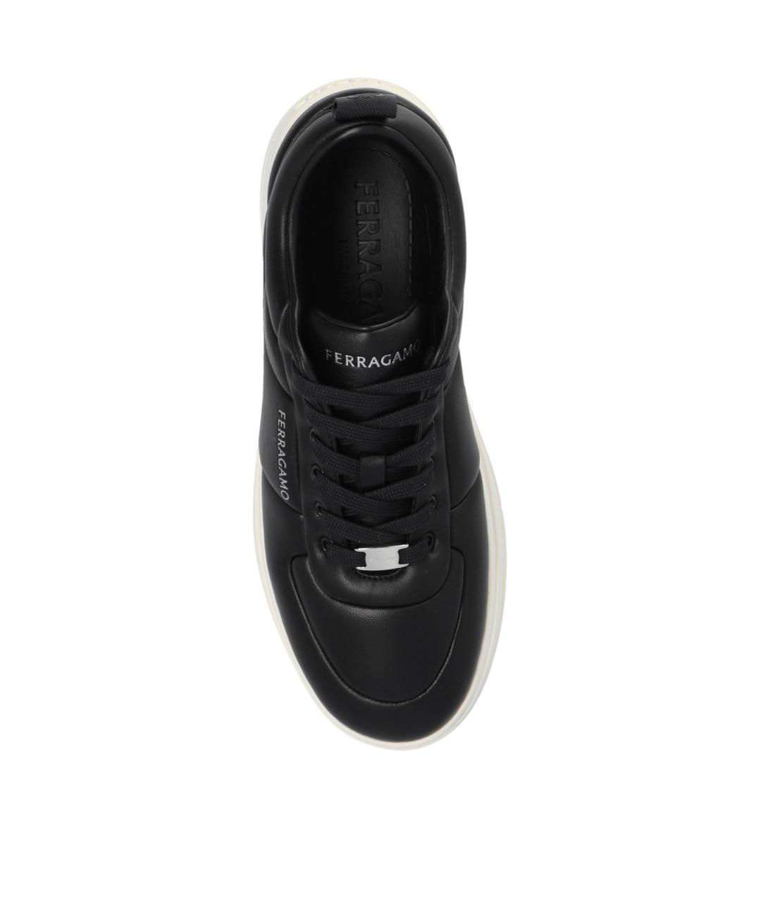 FERRAGAMO Черные кожаные низкие кроссовки / кеды, фото 4