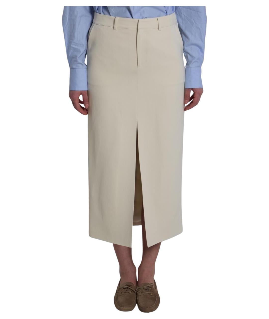 THE FRANKIE SHOP Бежевая вискозная юбка миди, фото 1