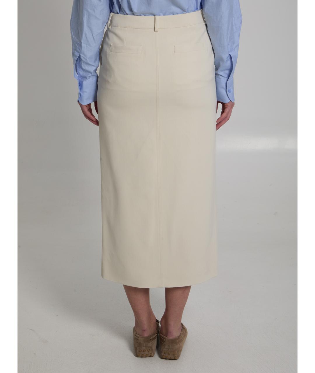 THE FRANKIE SHOP Бежевая вискозная юбка миди, фото 3