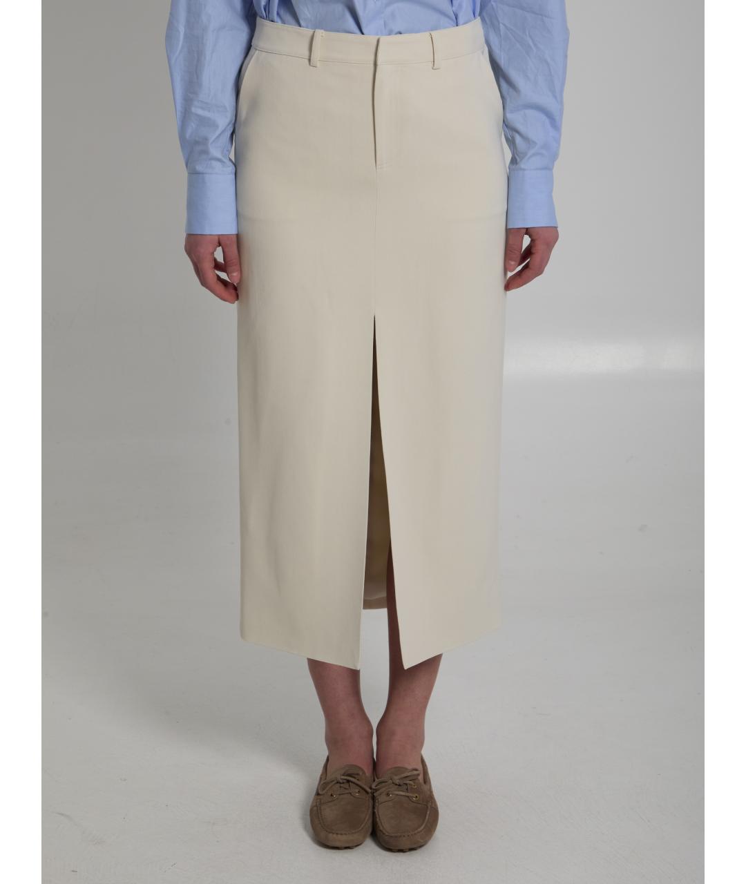 THE FRANKIE SHOP Бежевая вискозная юбка миди, фото 5