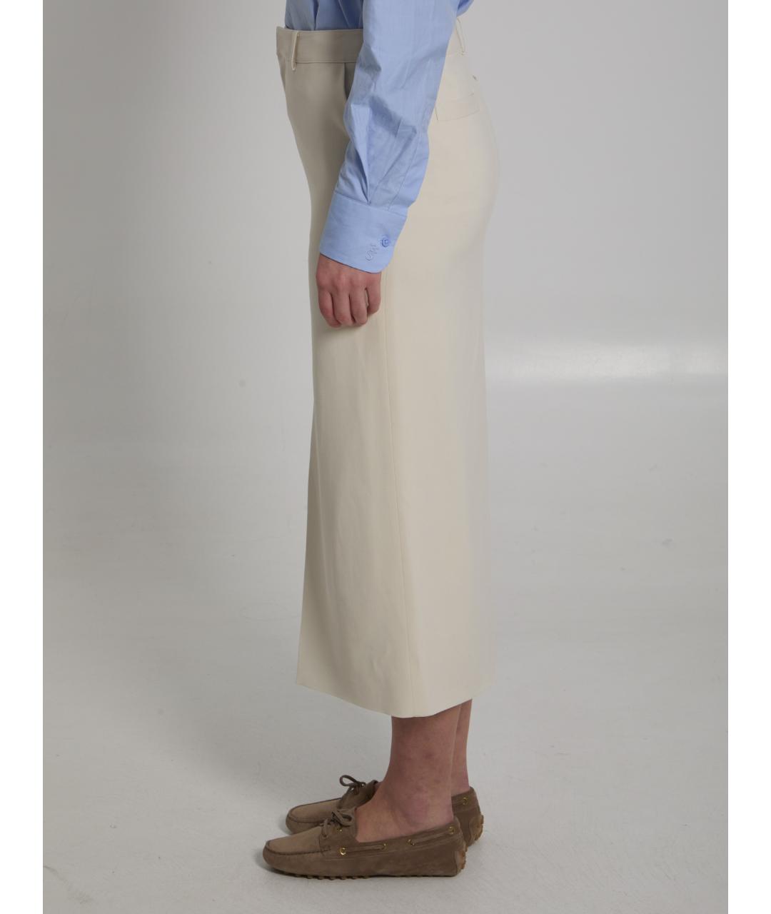 THE FRANKIE SHOP Бежевая вискозная юбка миди, фото 4