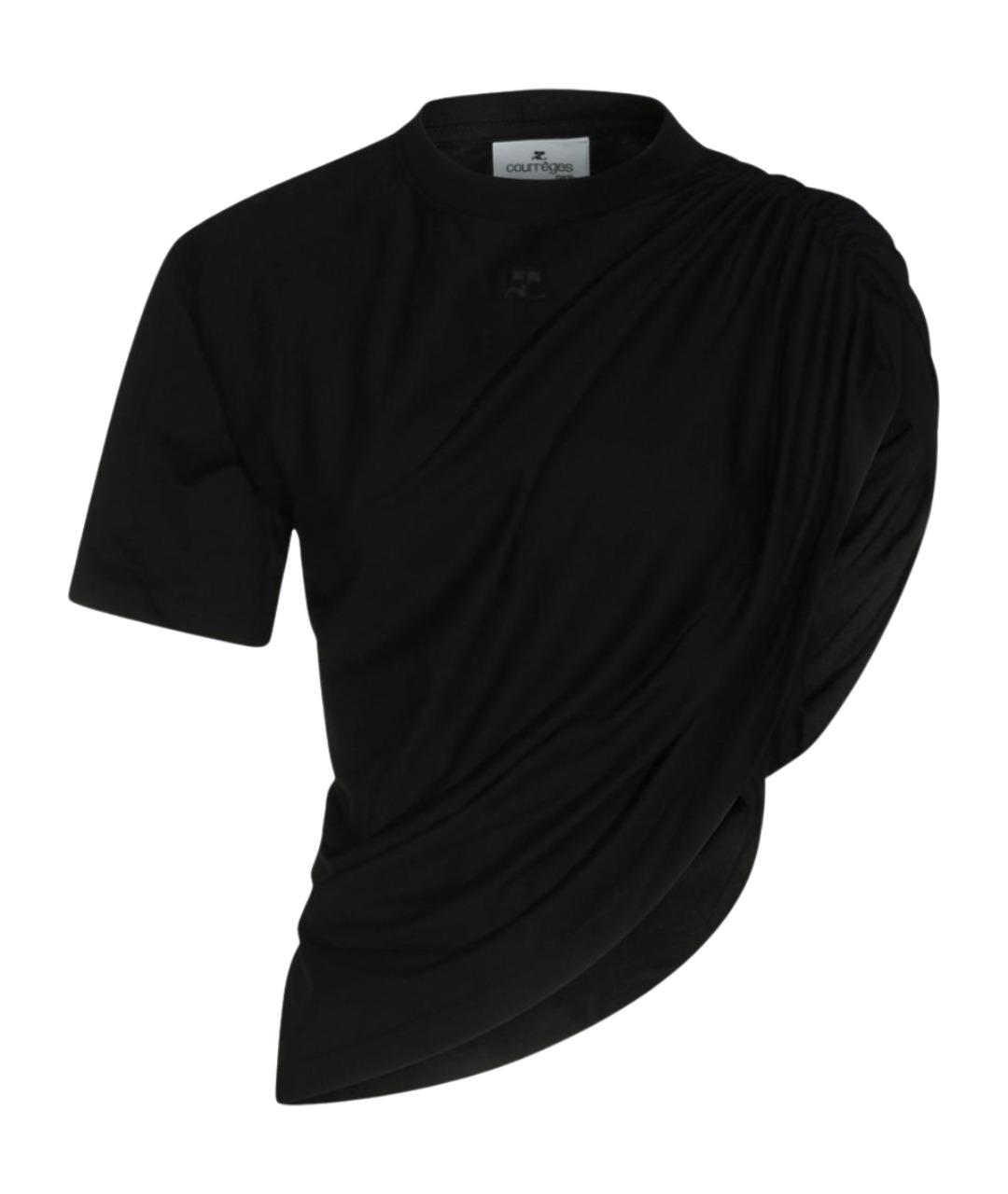 COURREGES Черная хлопковая футболка, фото 1