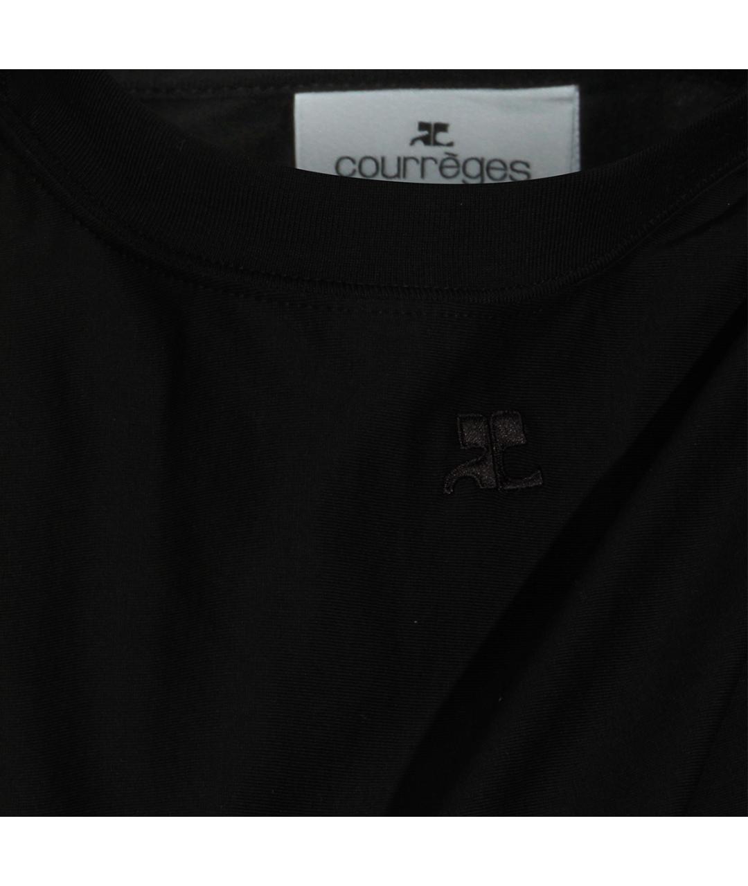 COURREGES Черная хлопковая футболка, фото 3