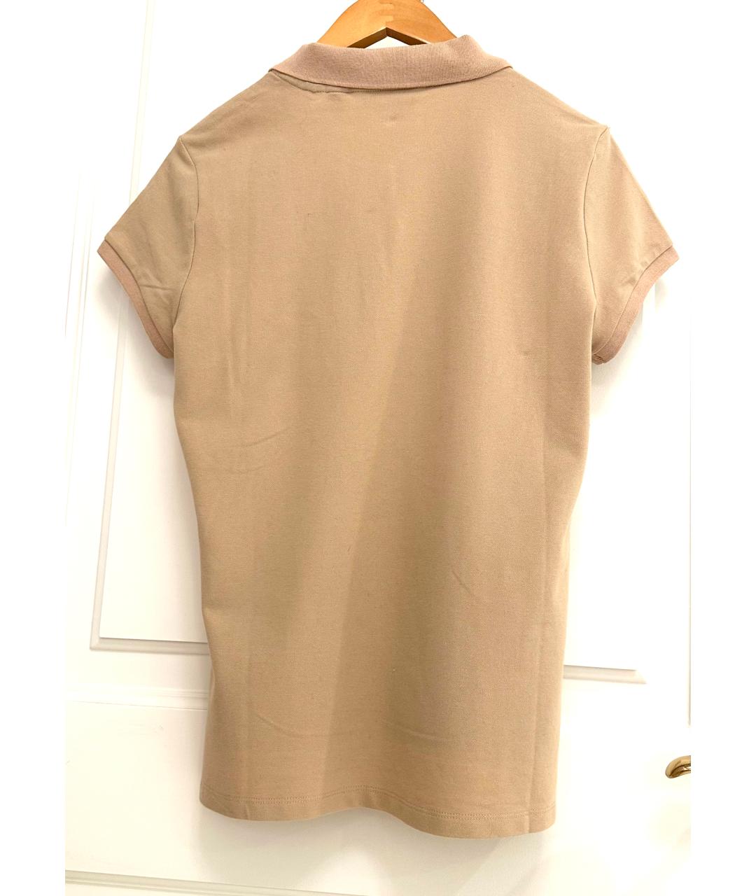 CALVIN KLEIN Бежевая хлопко-эластановая футболка, фото 4