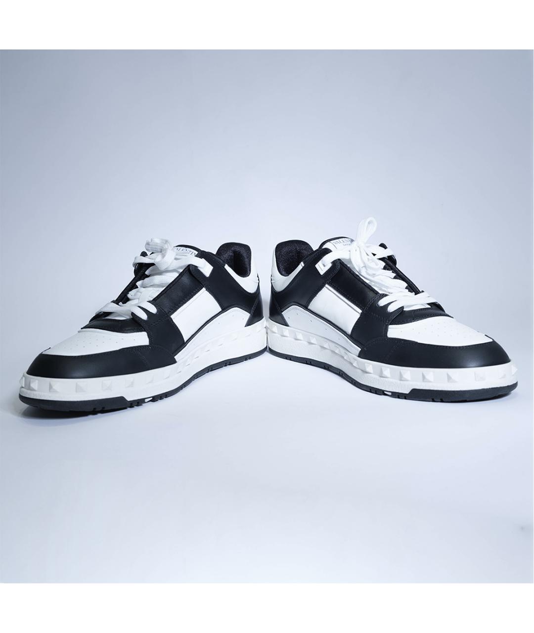 VALENTINO Черные кожаные низкие кроссовки / кеды, фото 4