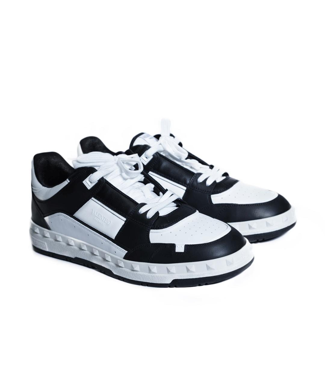 VALENTINO Черные кожаные низкие кроссовки / кеды, фото 2