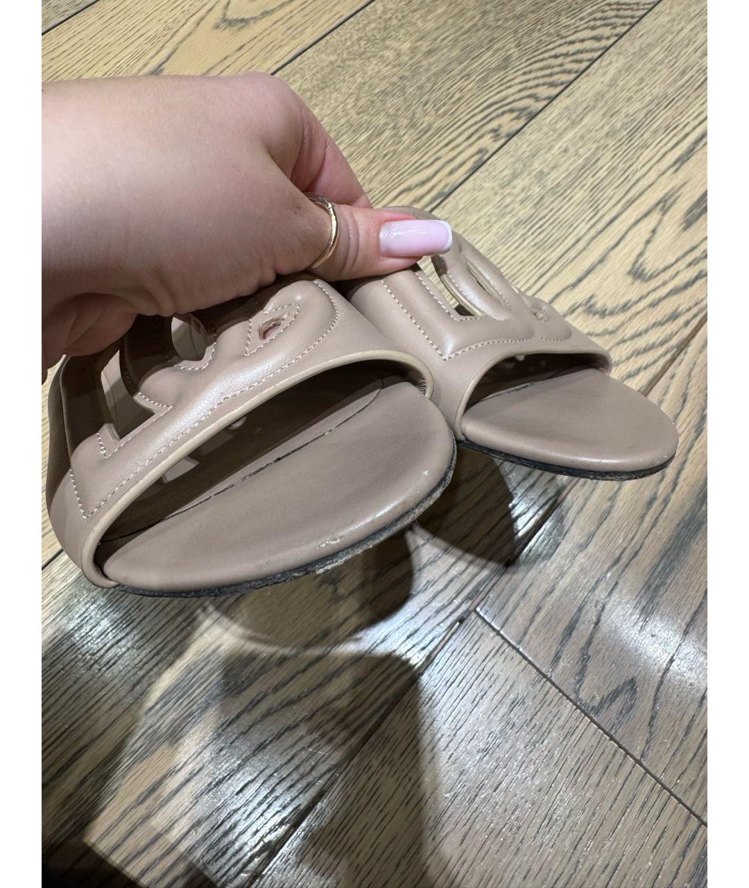 DOLCE&GABBANA Бежевые кожаные мюли, фото 8