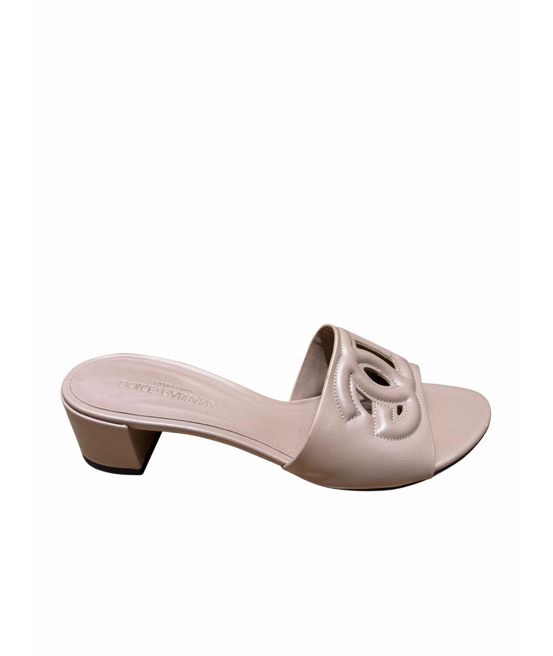 DOLCE&GABBANA Бежевые кожаные мюли, фото 1
