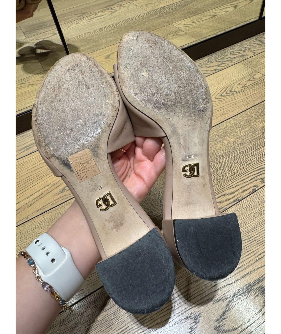 DOLCE&GABBANA Бежевые кожаные мюли, фото 5