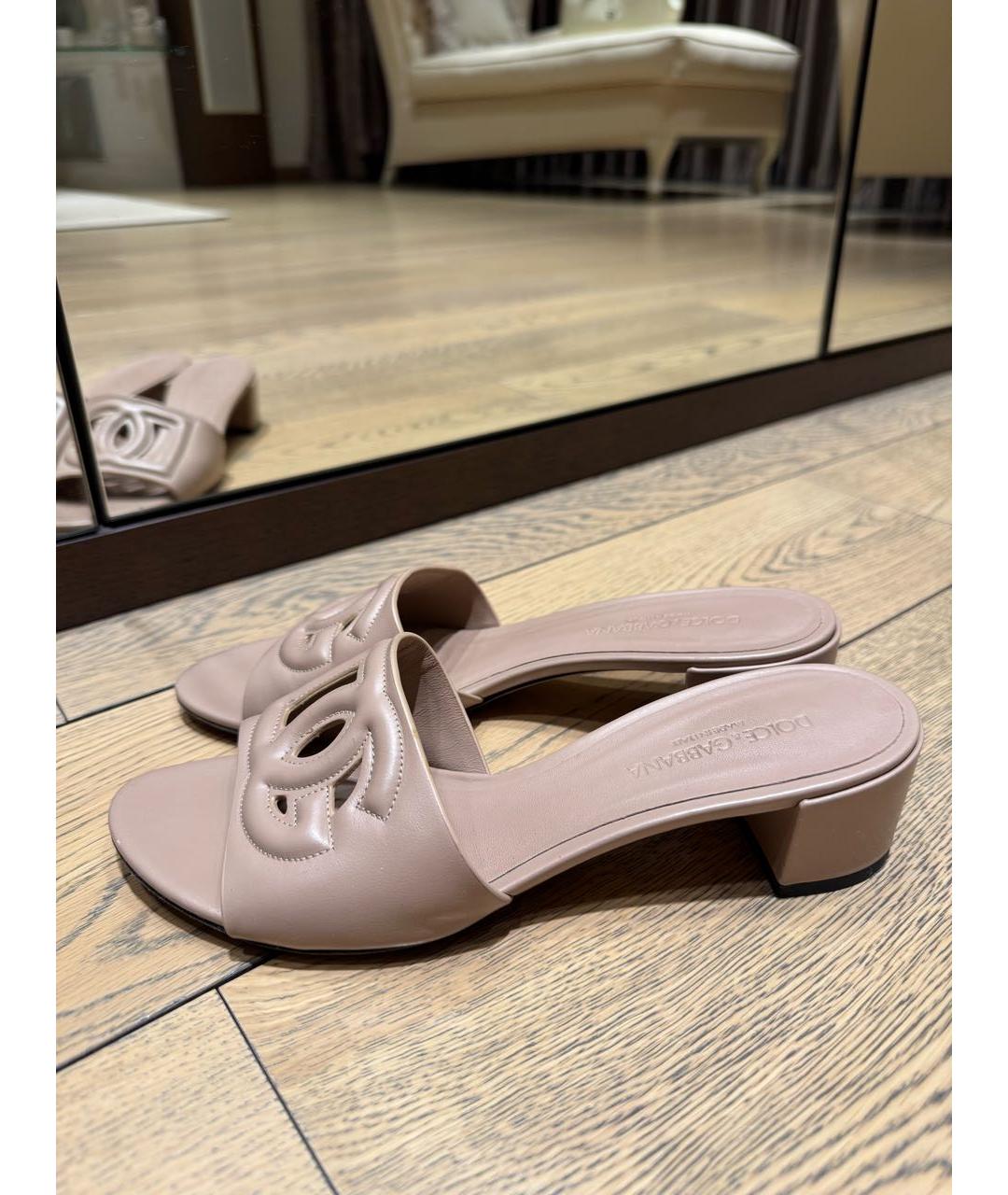 DOLCE&GABBANA Бежевые кожаные мюли, фото 9