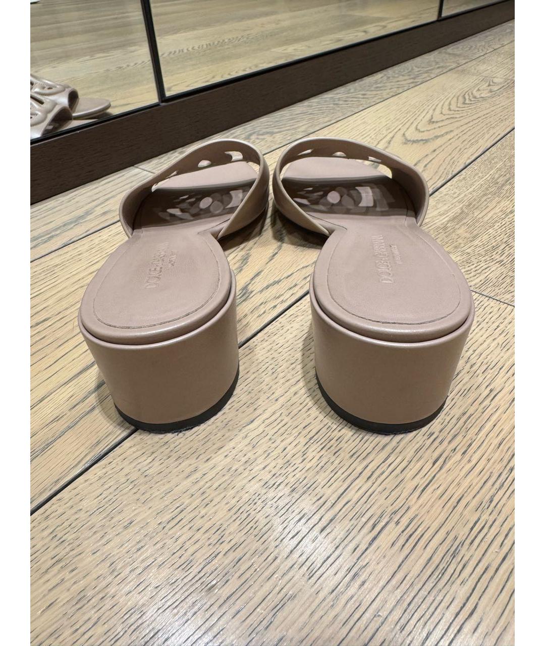 DOLCE&GABBANA Бежевые кожаные мюли, фото 4