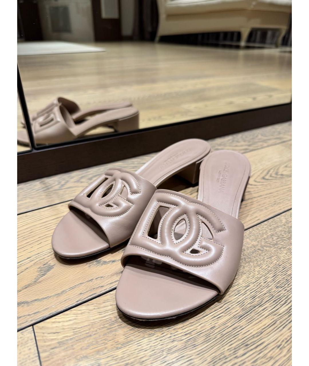 DOLCE&GABBANA Бежевые кожаные мюли, фото 2