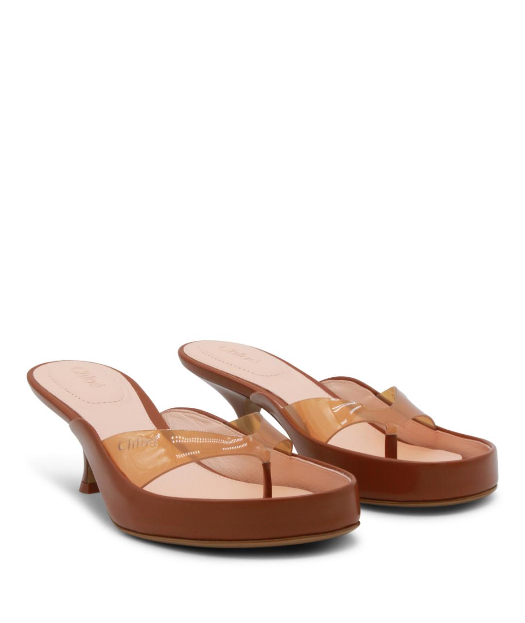 CHLOE Коричневые кожаные босоножки, фото 2