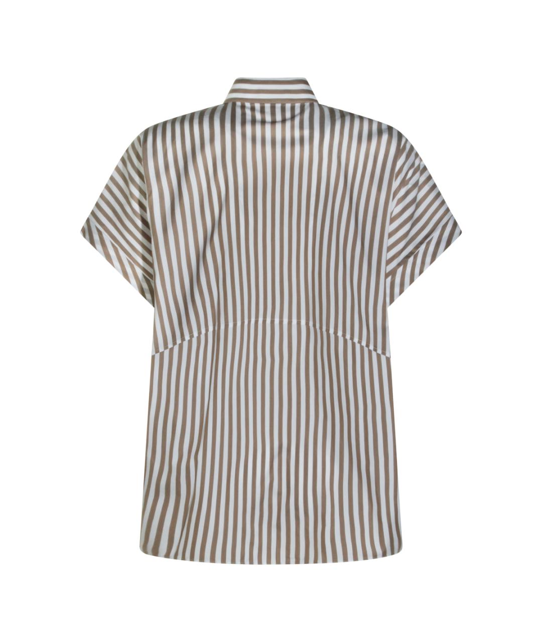 BRUNELLO CUCINELLI Коричневая хлопко-эластановая рубашка, фото 2