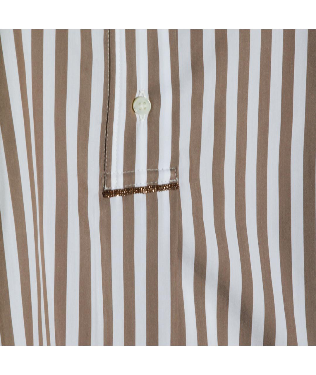 BRUNELLO CUCINELLI Коричневая хлопко-эластановая рубашка, фото 3