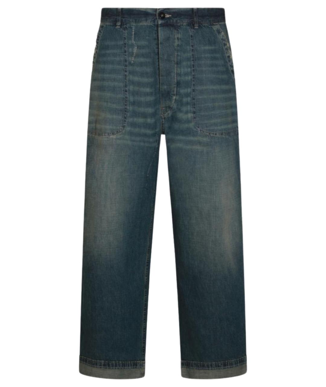 MAISON MARGIELA Синие хлопковые прямые джинсы, фото 1