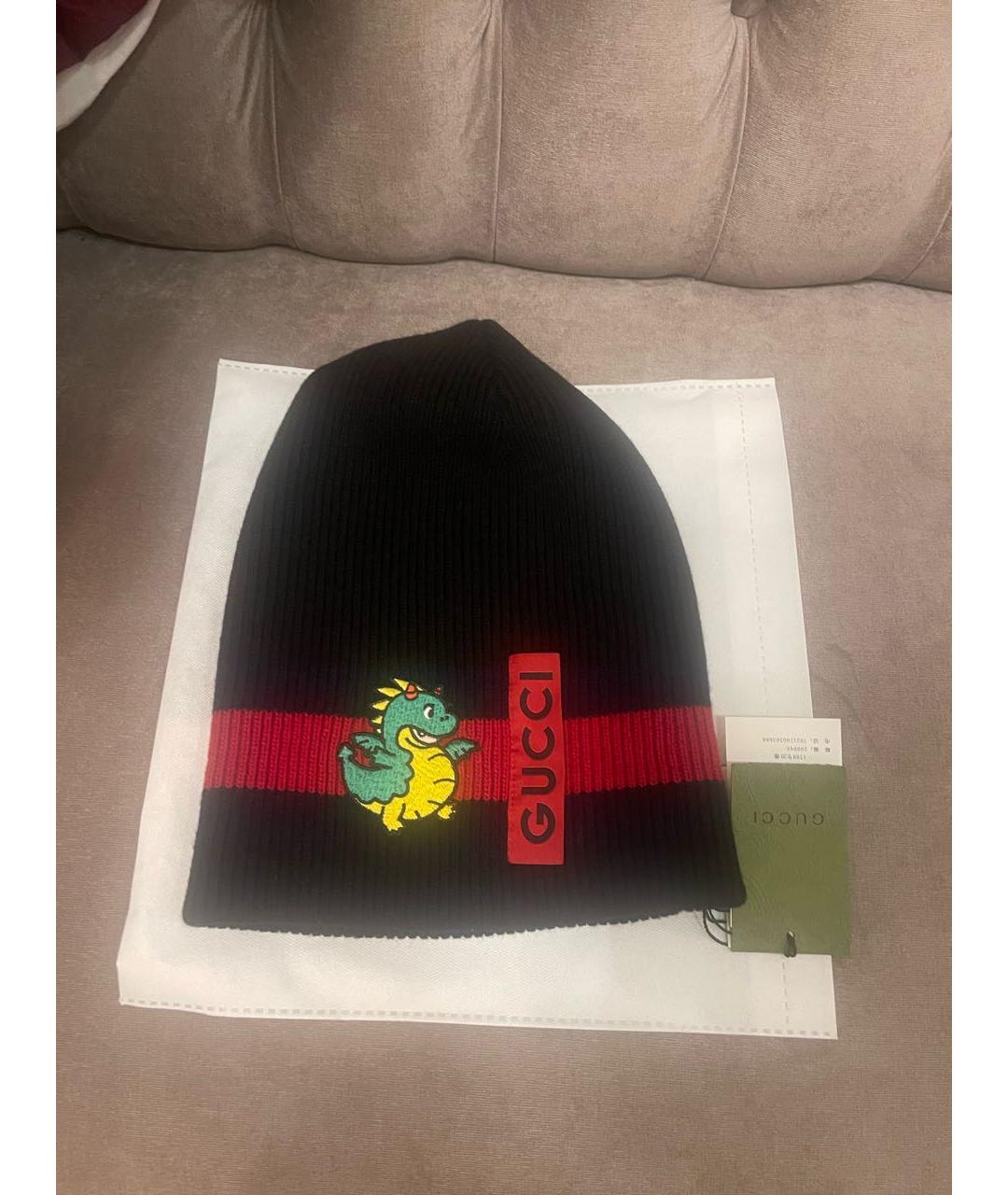 GUCCI Черная шерстяная шапка, фото 2