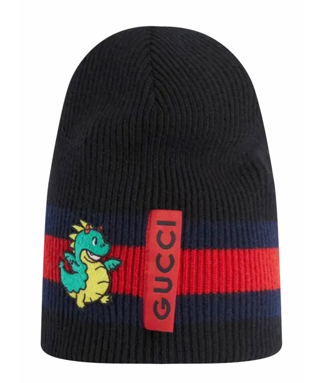 GUCCI Черная шерстяная шапка, фото 1