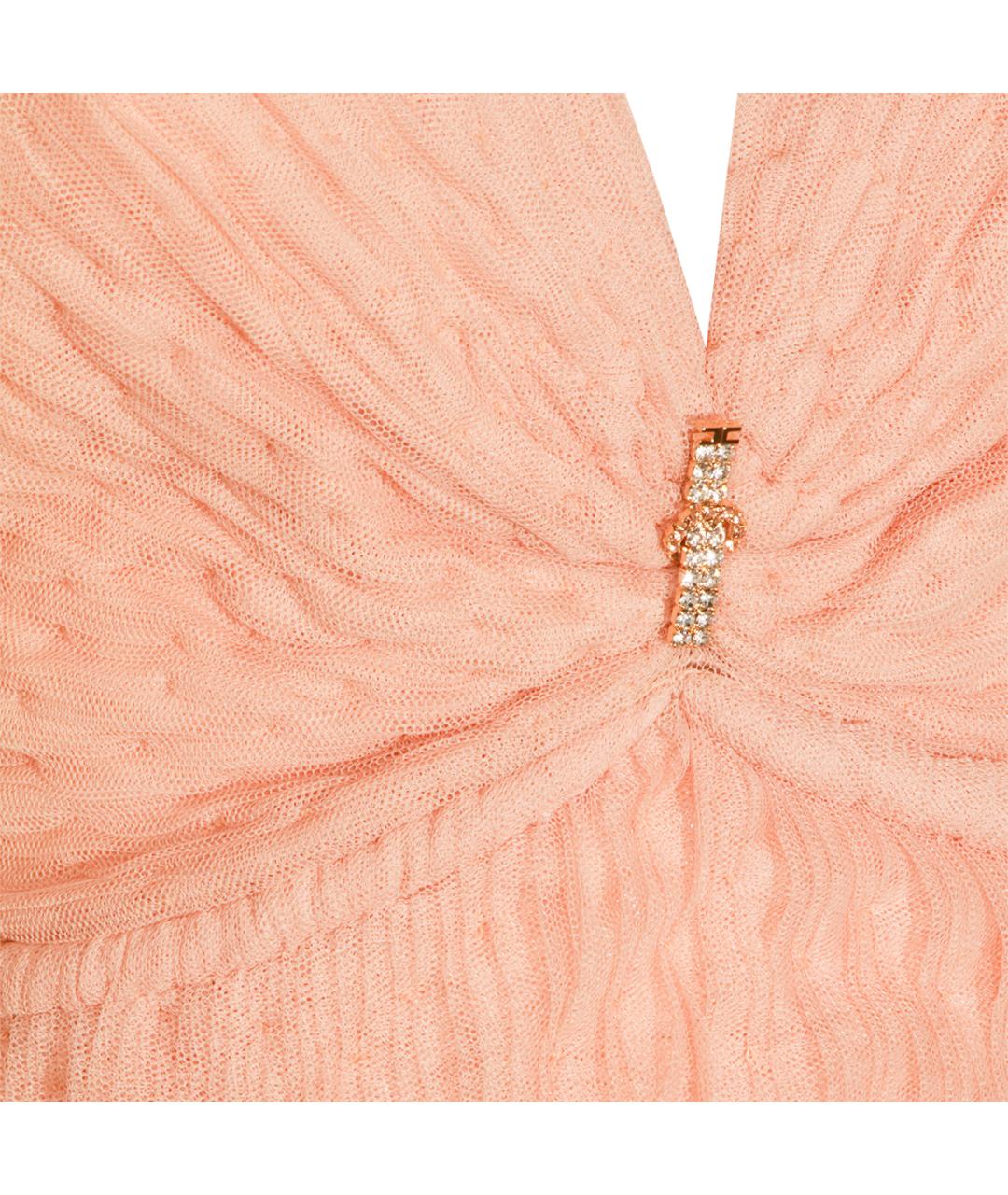 ELISABETTA FRANCHI Бежевое полиамидовое коктейльное платье, фото 3