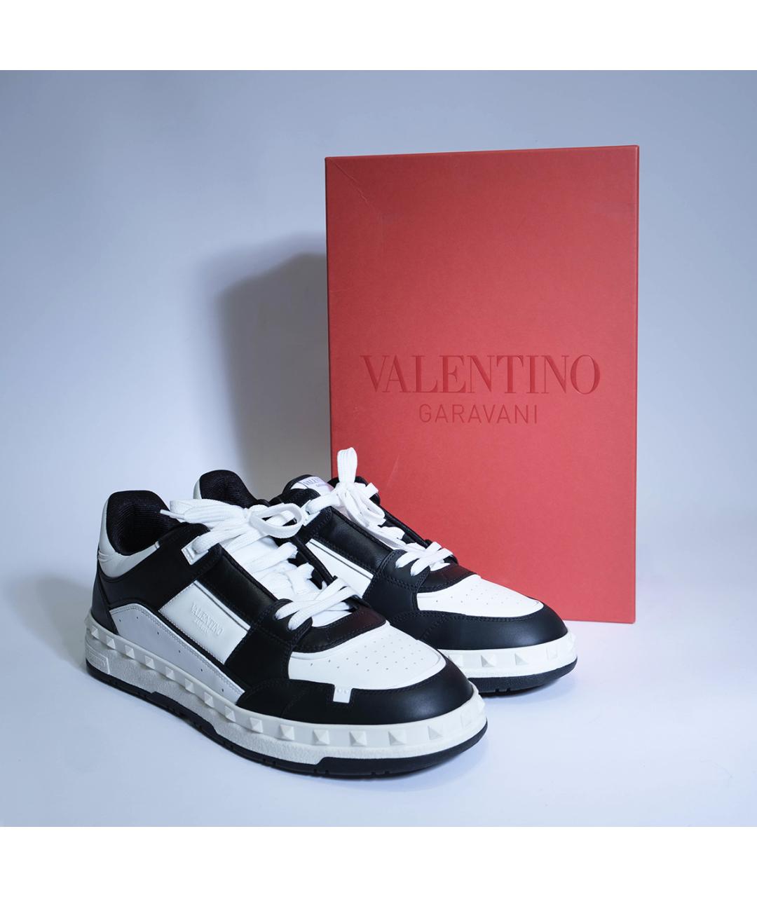 VALENTINO Черные кожаные низкие кроссовки / кеды, фото 6