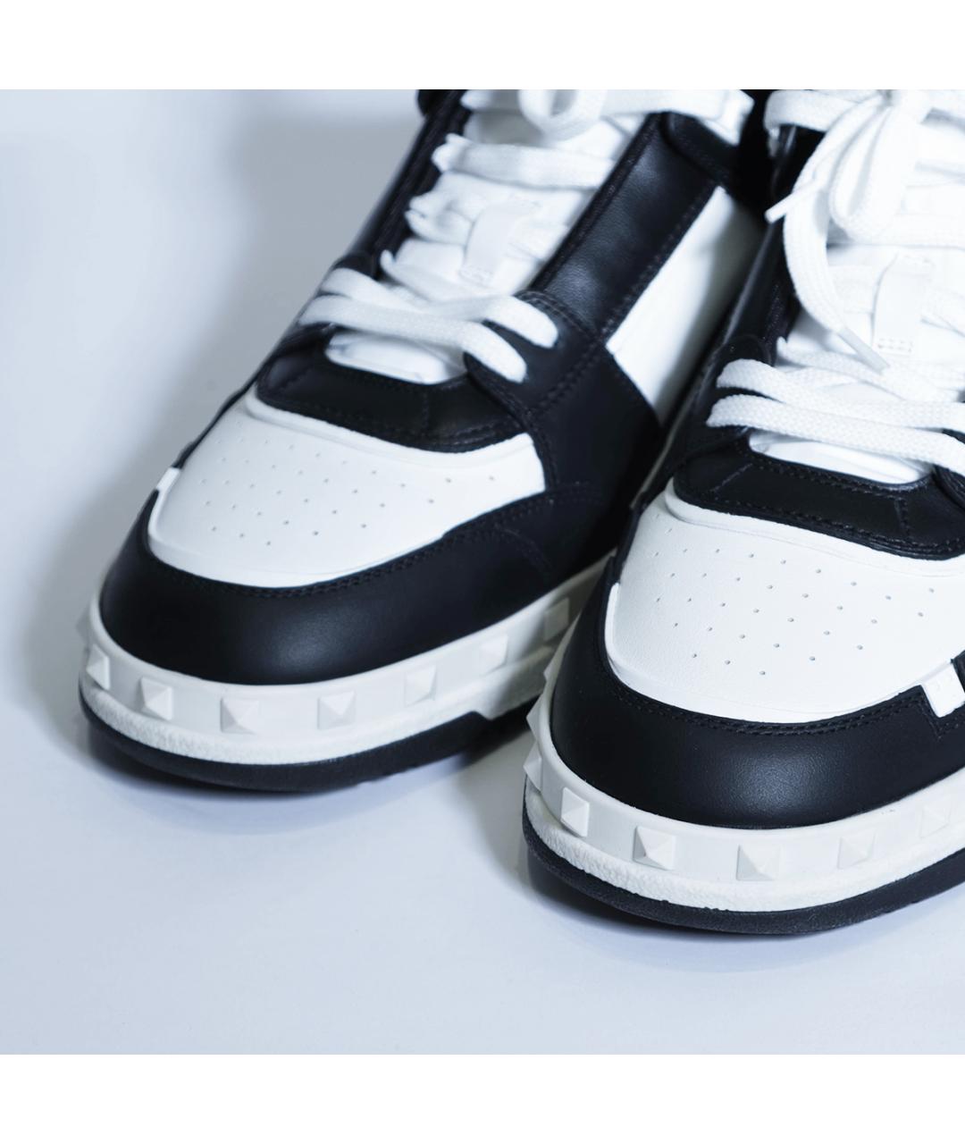 VALENTINO Черные кожаные низкие кроссовки / кеды, фото 3