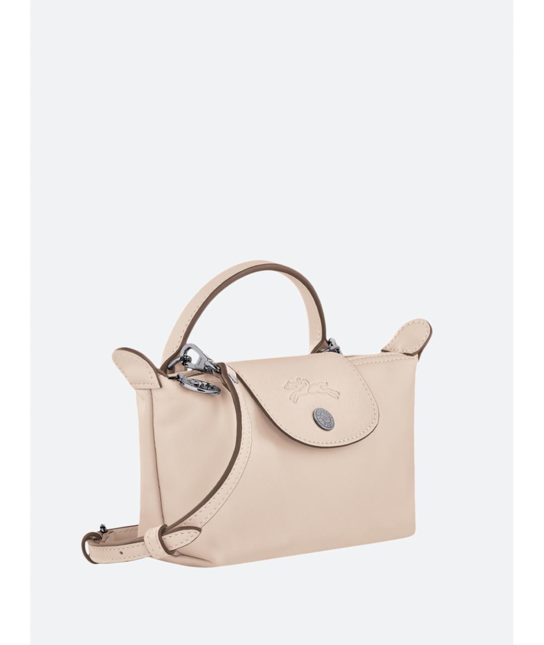 LONGCHAMP Бежевая кожаная сумка с короткими ручками, фото 3