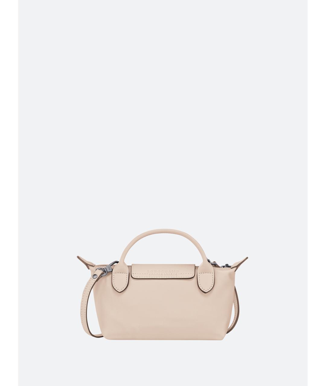 LONGCHAMP Бежевая кожаная сумка с короткими ручками, фото 2