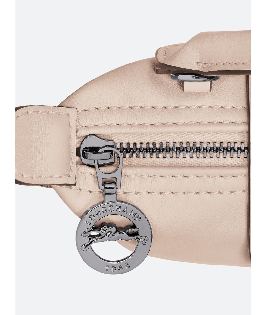 LONGCHAMP Бежевая кожаная сумка с короткими ручками, фото 4