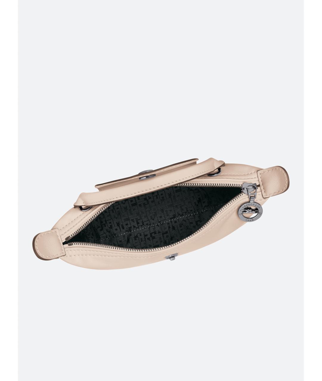 LONGCHAMP Бежевая кожаная сумка с короткими ручками, фото 5