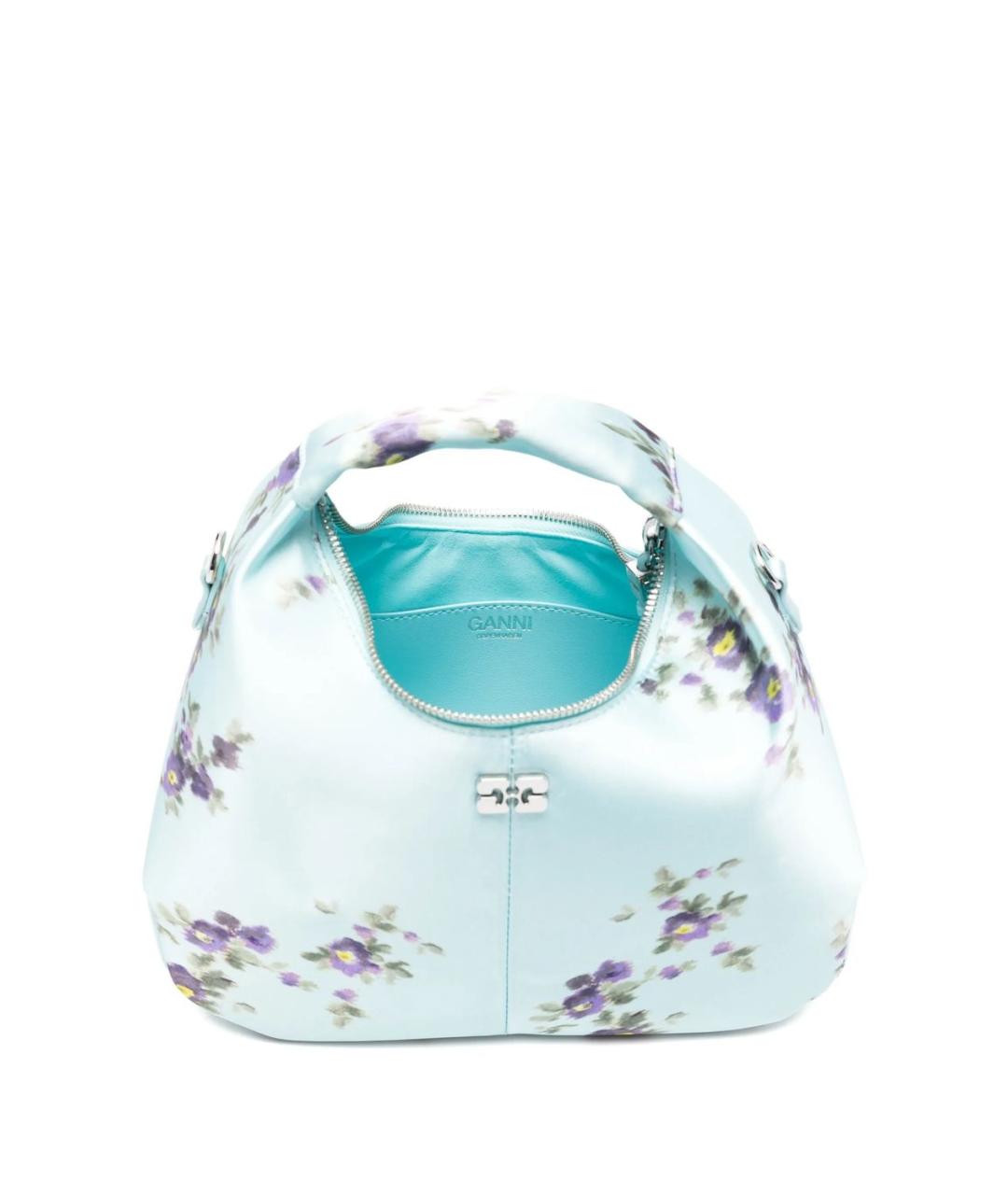 GANNI Голубая синтетическая сумка с короткими ручками, фото 2