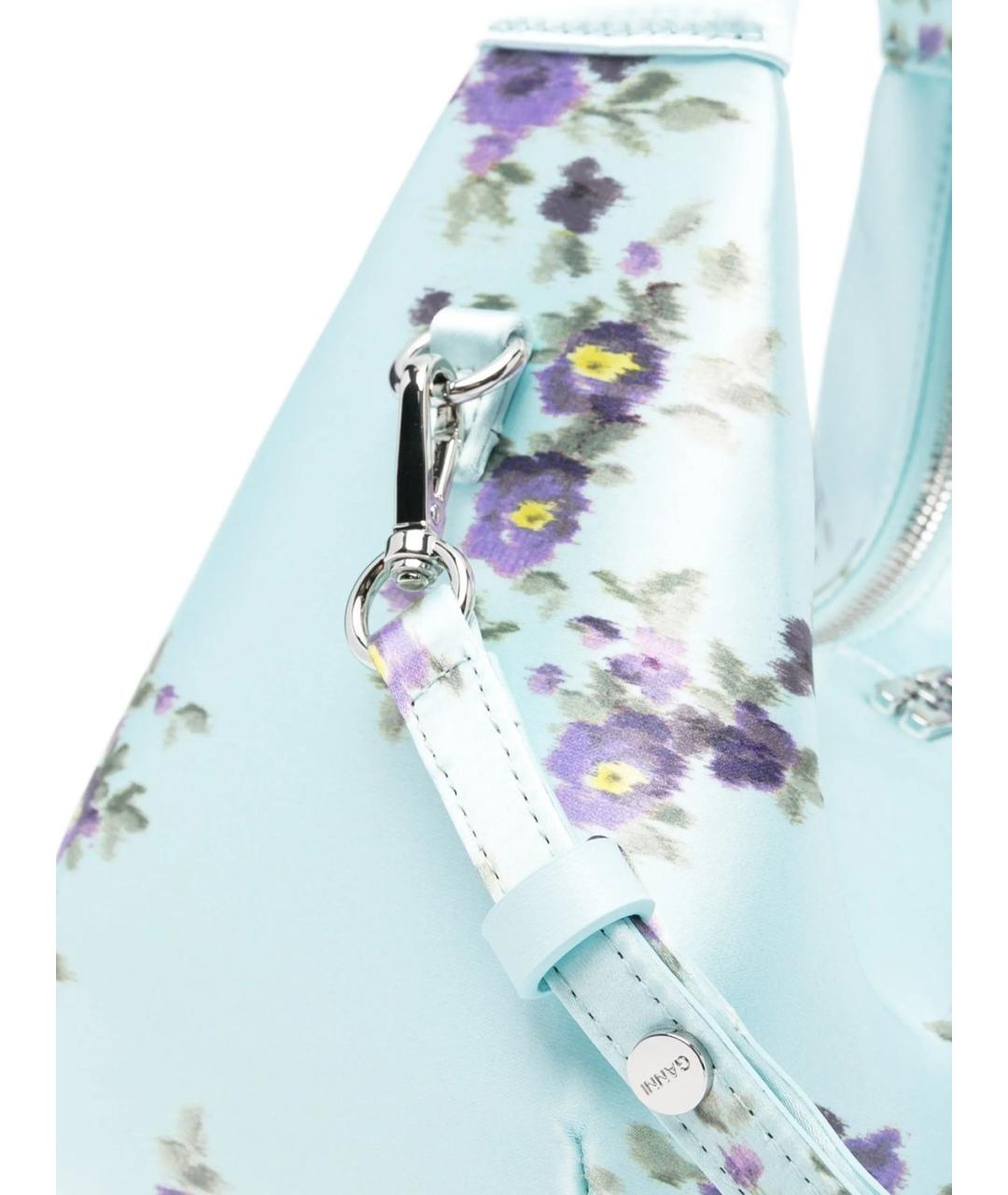 GANNI Голубая синтетическая сумка с короткими ручками, фото 5