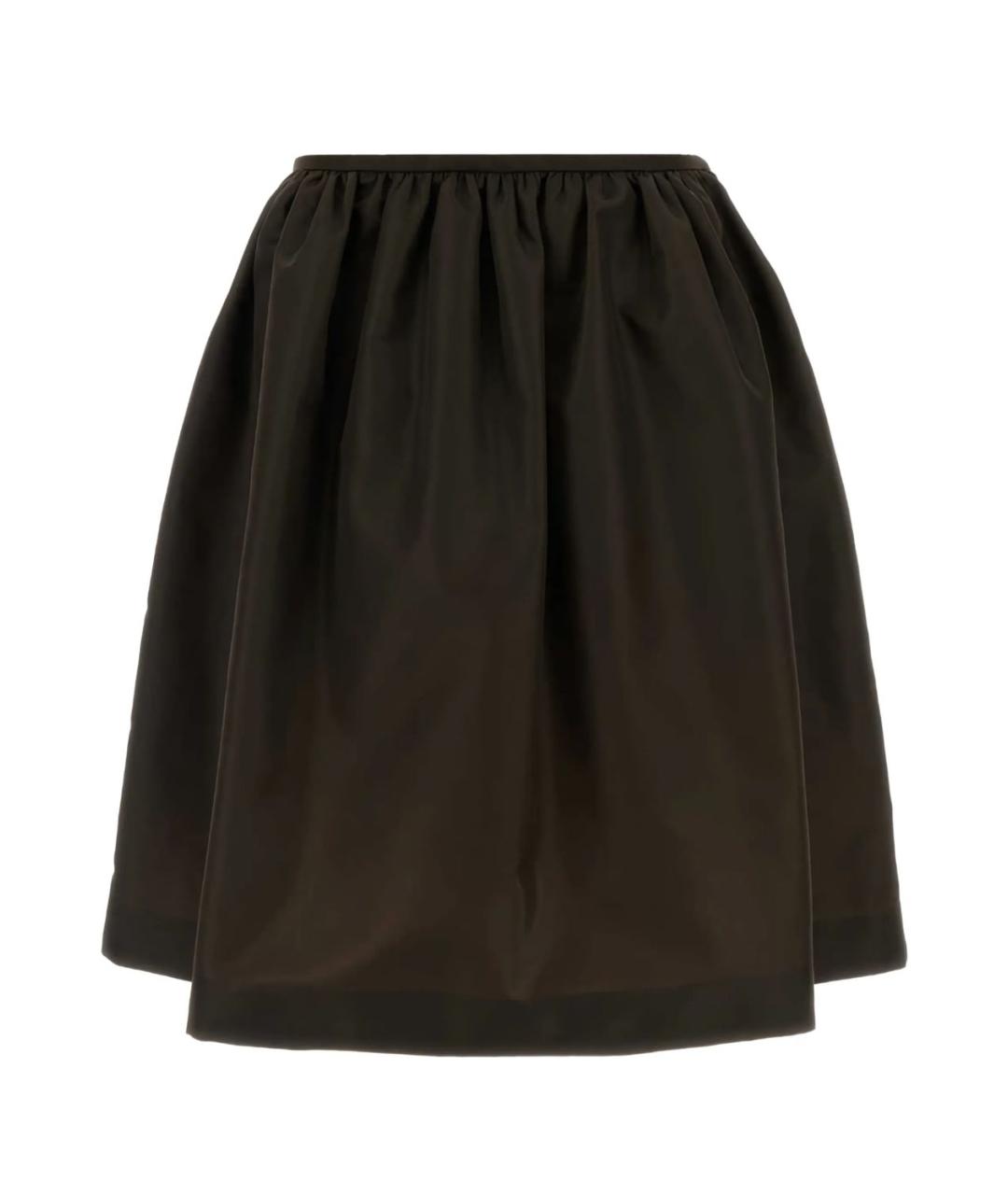 MIU MIU Коричневая синтетическая юбка миди, фото 1