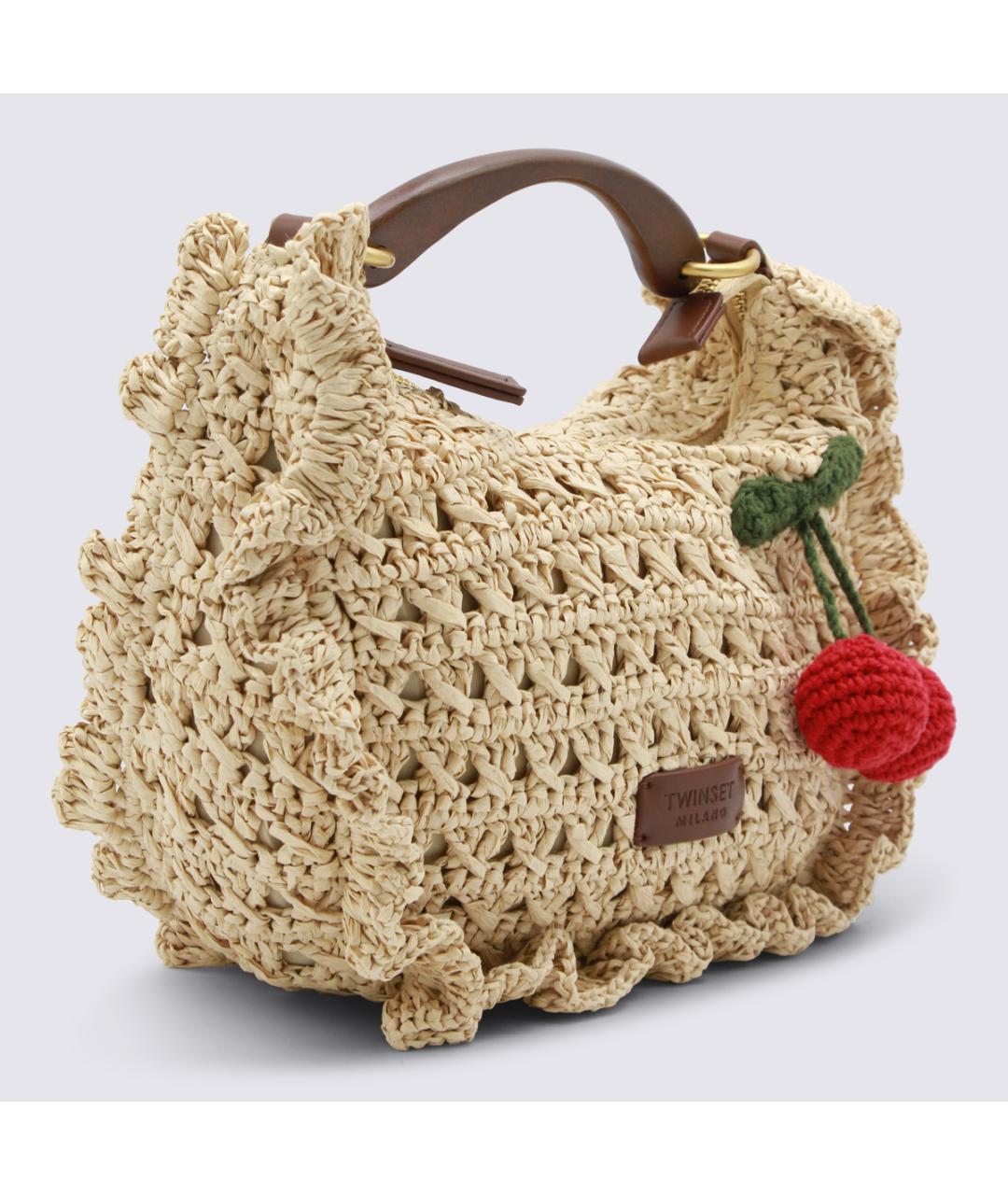 TWIN-SET Бежевая пелетеная сумка через плечо, фото 2