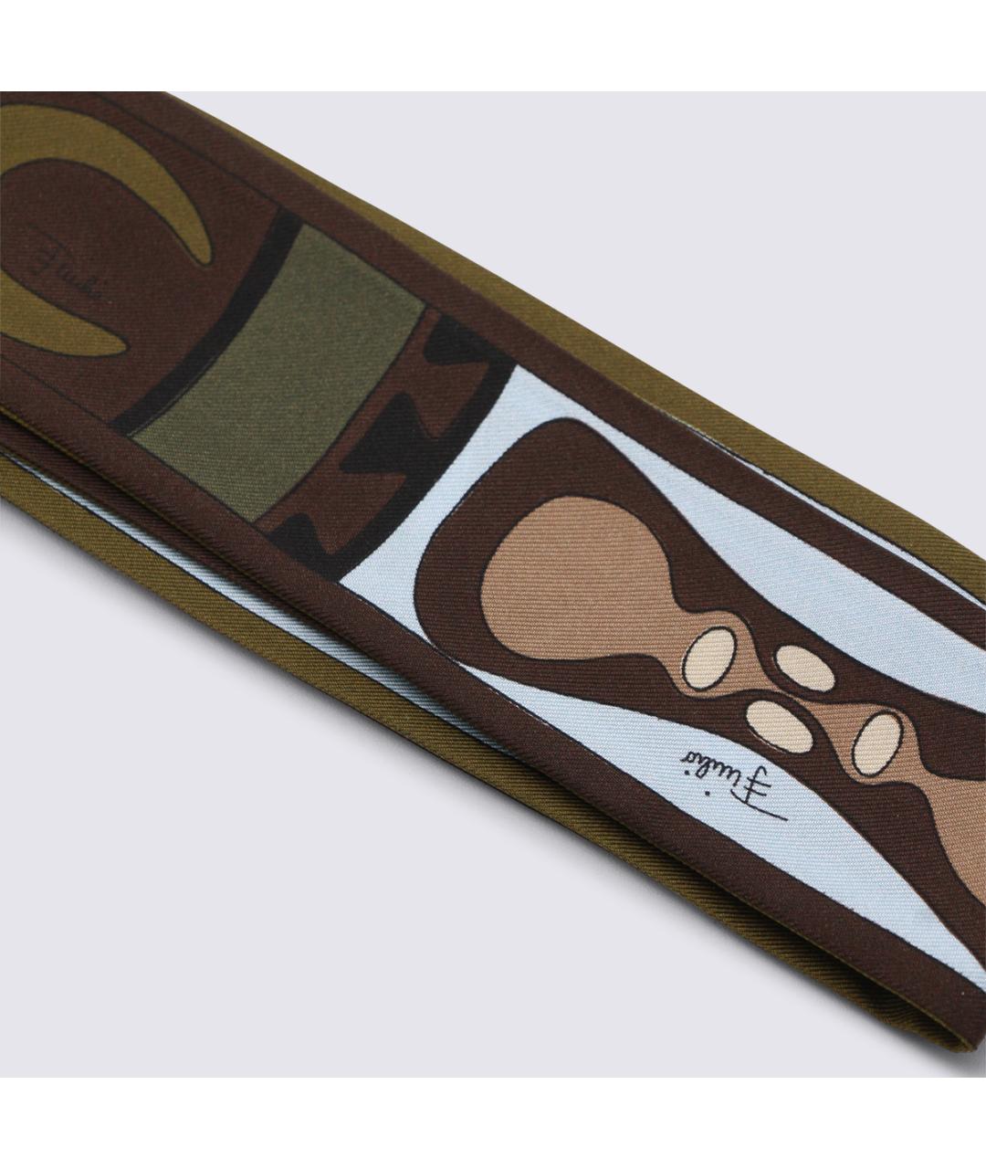 EMILIO PUCCI Хаки шелковый шарф, фото 2