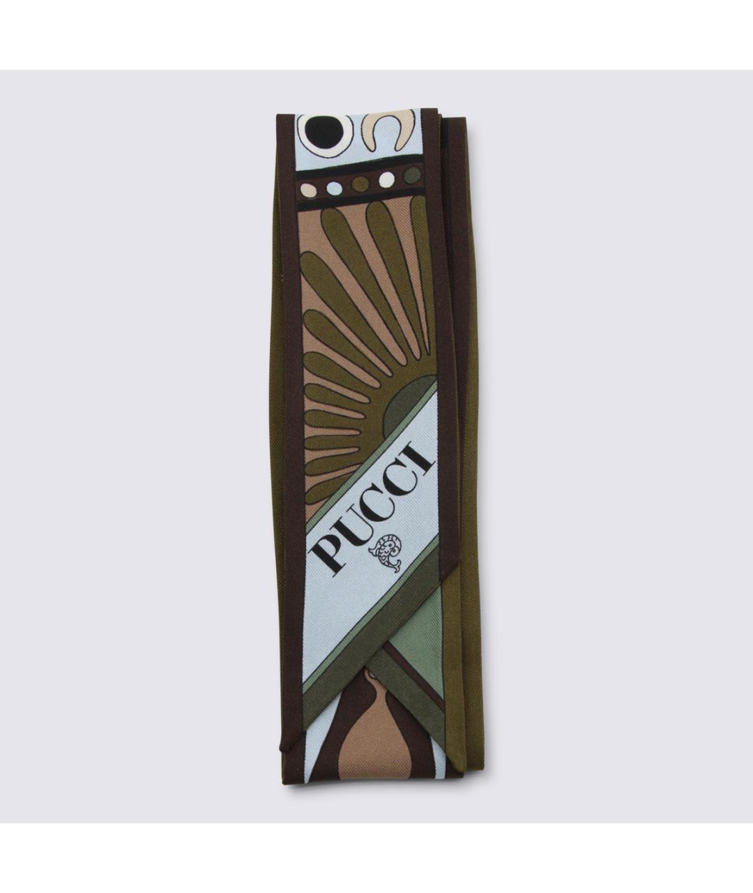 EMILIO PUCCI Хаки шелковый шарф, фото 3